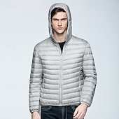 tanie Puchówki i parki męskie-Męskie Płaszcz zimowy Dół kurtka puchowa Kurtka pikowana Kieszeń 50% biały puch kaczy Urlop Dzienne zużycie Randka Regularny Moda Codzienny Wygodny Keep Warm Jesień i zima Jednolity/zwykły kolor Wino