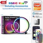 Недорогие Умные декоративные огни-Умная светодиодная настольная лампа, RGB, IC освещение, ночник с меняющимися цветами, синхронизация с музыкой, режим «сделай сам», плавная регулировка яркости, для спальни &amp;игр