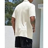 economico camicia da uomo con bottoni-Per uomo Camicia Camicia Estiva Camicia casual Camicia da Spiaggia Camicia con Bottoni Marrone Scuro Nero Bianco Verde chiaro Rosa Manica Corta Semplice Bavero Vacanza Camicia hawaiana Abbigliamento