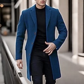 levne Pánský trenčkot-Pánské Kabát Trenčkot Dlouhý trenčkot Dovolená Denní Podzim Zima Polyester Zahřívací Yumuşak Svrchní oděvy Oblečení Módní Klasické Bez vzoru Kapsy Klopa Jednořadé