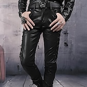 economico pantaloni casual-Per uomo Pantaloni in ecopelle A cordoncino Tinta unita All'aperto Sport Lunghezza intera Feste Informale Di tendenza Informale Nero Rosso Anelastico