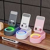 baratos Luzes decorativas-Suporte para celular com alto-falante bluetooth sem fio, alto-falante de indução com som surround hd para casa e exterior, compatível com iphone/ipad/samsung galaxy