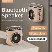 Недорогие Динамики-Магнитная мини-колонка Bluetooth P6, небольшая портативная беспроводная Bluetooth-колонка с громким звуком, часами, ночником и поддержкой TF-карт для домашнего офиса, путешествий на природе, кемпинга,