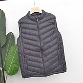 levne Gilety-Pánské Puffer Vesta Kamizelka Vesta Dovolená Denní Rande Módní Na běžné nošení Podzim zima Kapsy Polyester Zahřívací Pohodlné Pevná barva Zip Stojáček Běžný Černá Vodní modrá Šedá Vesta