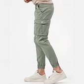 cheap Cargo Pants-Men's Cargo Pants Joggers Trousers Buttons Multi Pocket Plain Wearable Outdoor Daily Camping &amp; Hiking Fashion Classic Black White