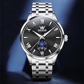 halpa Kvartsikellot-Uusi Olevs miesten business-kello, jossa on valoisa kalenterinäyttö, kvartsikello on muodikas, trendikäs ja rento sekä vedenpitävä miesten urheilukello.