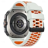 halpa Samsungin kellon rannekkeet-Kellon ranneke varten Samsung Galaxy Katso Ultra Ruostumaton teräs Silikoni Korvaus Hihna Kaksisävyinen Säädettävä Ruostumattomasta teräksestä valmistettu solki Urheiluhihna Ranneke