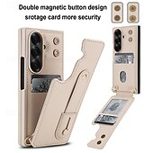 Χαμηλού Κόστους Samsung Θήκη-τηλέφωνο tok Για Samsung Galaxy Z Fold 7 Z Διπλώστε 6 Z Fold 5 Z Fold 4 με λουράκι καρπού Σταντ ποδηλάτου Υποδοχή κάρτας Ρετρό TPU PU δέρμα