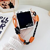 Недорогие Чехлы для Samsung-телефон Кейс для Назначение SSamsung Galaxy Z-флип 7 Z-флип 6 Z Flip 5 Z Flip 4 Кейс на заднюю панель с ремешком Защита от удара Кот ТПУ ПК
