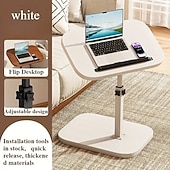 abordables Matériaux de Construction-Bureau portable pour ordinateur portable/table de chevet/bureau réglable/petite table d&#039;appoint rotative à 360°/table basse pour canapé/convient pour salon, chambre, baignoire, salle de bain, plateau