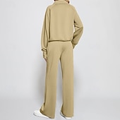 رخيصةأون بدلات رياضية-نسائي بدلة رياضية بنطلونات بنطلون واسع الساق دانتيل جيب لون سادة أطقم ملابس رياضية الخريف أسود أبيض الصالة الرياضية رياضات ركض ضد الهواء كم طويل رياضة ألبسة رياضية قابل للبسط عادي