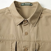 abordables Tapas-Hombre camisa cargo Camisa para senderismo Camisa impermeable Manga Larga Cuello Vuelto Camiseta Al aire libre Transpirable Algodón Negro Verde Ejército Caqui Caza Rutina de ejercicio Viaje