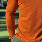 preiswerte Klassisches Poloshirt für Herren-Herren Waffel-Poloshirts Viertel-Reißverschluss-Poloshirt Outdoor Lässig Viertelreißverschluss Langarm Mode Modern Einfarbig Texture Gestrickt Frühling &amp; Herbst Ganzjahres Normale Passform Orange