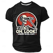 お買い得  メンズおもしろTシャツ-メンズ グラフィック Tシャツ、皮肉な「おお、見て！誰も気にしていない」スケルトンプリント - おもしろいショートスリーブアティチュード Tシャツ