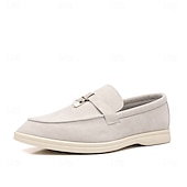 Brune herreloafers i semsket skinn med metalldetaljer – komfortable, casual businesssko til jobb, middager og høstantrekk billige Slip-ons og loafers til herrer-Brune herreloafers i semsket skinn med metalldetaljer – komfortable, casual businesssko til jobb, middager og høstantrekk