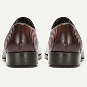 abordables Chaussures de Costume Classiques-Chaussures richelieu à lacets en cuir de vachette marron pour homme, idéales pour les mariages, le bureau et les événements formels.