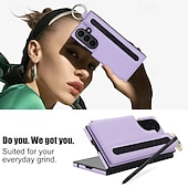 お買い得  サムスン用ケース-電話 ケース 用途 サムスンのギャラクシー Zフォールド7 Zフォールド6 Z Fold 5 Z Fold 4 バックカバー キックスタンド カード挿入口 リングバックル レトロ風 TPU PUレザー