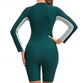 abordables Lycra de surf-Femmes Maillot de bain Maillot Anti UV Protection Solaire UV UPF50+ manche longue Maillot de Bain Zip Up Natation Surf Patchwork Été Printemps Automne