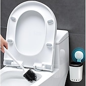 halpa Vessaharja-Taili-wc-harja seinälle kiinnitettäväksi, imukuppimallinen wc-harja silikoniharjaksilla wc-harja ja pidike tuuletetulla pidikkeellä wc-puhdistusharja