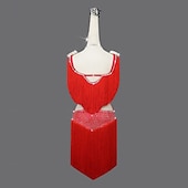 cheap Competition Dress-Latin Dance Dress Rhinestone Tassel Women's Performance Training Sleeveless Salsa Rumba Dancewear Costumes