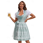 abordables Mujeres-Mascarada Oktoberfest Vestidos Traje de cosplay Trachtenkleader Mucama Vestidos Alemán Munich prados Mujer Víspera de Todos los Santos Vestido Paño de estilo tradicional Blusa Vestido Delantal