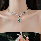 Недорогие Комплекты украшений-Набор украшений 2 Черный Цирконий Хром Серьги Ожерелья Жен. Элегантный стиль Винтаж Мода Старинный Классический Комплект ювелирных изделий Назначение Свадьба Для вечеринок День Святого Валентина