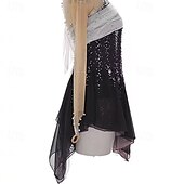 preiswerte Eiskunstlaufkleider-Eiskunstlaufkleid Damen Mädchen Eislaufen Kleid Schwarz Patchwork Daumenloch Netzstoff Spandex Dehnbar Training Übung Professionell Eiskunstlaufkleidung Thermowarm Kristall / Strass Langarm Eislaufen