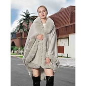 billige Pelssjal-Pelssjal Elegant Hold Varm Ermeløs Flaggermusermer Polyester Bryllup Wrap Med Ren Farge Til Spesiell Leilighet Høst vinter