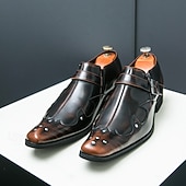 economico Formale-scarpe eleganti da uomo in pelle nera con cinturino alla caviglia – calzature formali da ufficio per matrimoni, feste e lavoro