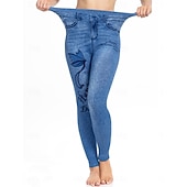  Naisten Leggingsit Ahdistuneet farkut Loma Vintage Vapaa-aika Täyspitkä Korka vyötärö Kukka Perhonen Elastinen vyötärönauha Tulostus Pehmeä Mukava Elastinen ulko- Katu Sininen taivaan sininen Kes