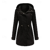 abordables Parka Décontractée-Femmes Veste Décontractée Chaud Confortable Fermeture éclair Avec Poches Mode Extérieur Uni Sortir Week-end Fermeture éclair Régulier À capuche Coupe régulière manche longue Vêtements d&#039;extérieur