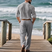 economico T-shirt set da uomo-Per uomo Set di biancheria Completi T-shirt Completi camicia e pantaloni Outfit 2 pezzi Manica Lunga Bavero Primavera Autunno Semplice Moda Casual 2 Pezzi Vacanza Abbigliamento quotidiano Uscire Nero