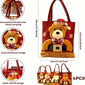 levne Dárkové balení-Sada 4 vánočních dárkových tašek pro panenky, mini plyšové sáčky s motivem Santa Clause a sněhuláka a sobů, sáčky na vánoční dárky