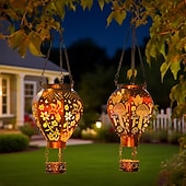 economico Luci paesaggistiche-1 pz 45cm luce solare da esterno a sospensione a forma di mongolfiera, luce di proiezione in ferro cavo, colibrì, fungo, cortile, giardino, terrazza, balcone, lanterna decorativa, luce da paesaggio