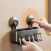 abordables Porte-brosse à dents-Porte-brosse à dents à ventouse avec tasses, étagère de salle de bain, porte-brosse à dents, organisateur de douche, brosse à dents murale, organisateur de salle de bain, organisateur de brosse à