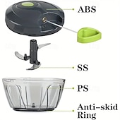 economico Utensili frutta e verdura-robot da cucina manuale, tritatutto per verdure con lame in acciaio inox, tritatutto portatile a mano con filo, taglia-aglio, taglia-cipolla per verdure, zenzero, frutta, noci, erbe aromatiche