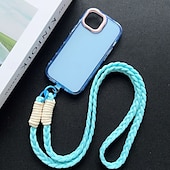 baratos Cordões de telefone e pulseiras-Corda trançada de três fios colorida da moda para meninas, corda diagonal cruzada, anti-perda e resistente, chaveiro para celular, corda de pendurar de cor sólida