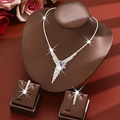 halpa Korusetit-Korusetti 3kpl Tekojalokivi Metalliseos Korvakorut Kaulakorut Naisten Tyylikäs Vintage siro Geometrinen Geometrinen Korusetti Käyttötarkoitus Häät Juhla Häävieras