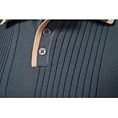 billige Herre Elite Genser og Cardigans-Herre Pullover genser Strikke Vanlige topper Fargeblokk Knapper Helfarge Polokrage Årgang Daglig Skole Hjem Klær Vår Høst Blå Brun S M L