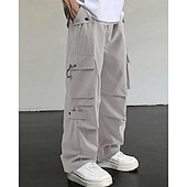 economico Pantaloni cargo-Per uomo Pantaloni Cargo Pantaloni Coulisse Elastico in vita Multi-tasche Semplice Indossabile All&#039;aperto Quotidiano Campeggio &amp; Escursionismo Moda Classico Nero Verde militare