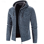 preiswerte Herren Strickjacke-Herren Pullover Kleid Pullover Strickjacke Reißverschluss-Pullover Strickpullover Gerippt Stricken Normale Oberteile Gestrickt Gerippt Einfach Mit Kapuze Mode Schals Geschäft Lässig Bekleidung Herbst