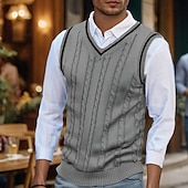 abordables Gilet pull-Homme Pull de Noël Chandails de Noël Pull Gilet pull de Noël Robe pull Côtelé Torsadé Tricoter Hauts Réguliers Tricoté Uni Col en V Mode Occasionnel Vacances Tenue quotidienne Vêtement Tenue Automne