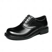 tanie Klasyczne Buty Eleganckie-Męskie skórzane półbuty wizytowe typu oxford – pierwsza warstwa skóry bydlęcej, klasyczny design typu brogs, sznurowane, formalne buty biznesowe do biura, na wesela i do profesjonalnego stroju