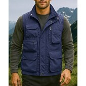 economico Gilet-Per uomo Gilet da escursionismo Gilet in pile Senza Maniche Gilet Esterno Calore Termico Inverno Tasche Multiple Nylon Nero Verde militare Cachi Caccia Pesca Arrampicata