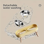 economico Utensili e gadget da cucina-stazione di alimentazione rialzata per animali domestici con doppie ciotole, ciotola alta per acqua e cibo, acciaio inossidabile, vari colori per gatti e cani