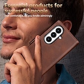 cheap Samsung Cases-Phone Case For Samsung Galaxy Z Fold 7 Z Fold 6 Z Fold 5 Z Fold 4 Back Cover Card Slot Shockproof Retro TPU PU Leather