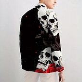 abordables Blazers Impresos para Hombres-Abrigo blazer masculino para fiestas casual festival contemporáneo diario todas las estaciones 100% poliéster calaveras geniales rosa 3D Print botones térmico cálido cómodo blazer de un solo botón