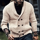 Муж. Кардиган Укороченный свитер Вязаный свитер Рельефный узор Вязать Обычные топы Карман Пуговицы Полотняное плетение Воротник шалевого типа Мода Классика Отпуск На каждый день Одежда Осень Зима Недорогие кардиган мужской свитер-Муж. Кардиган Укороченный свитер Вязаный свитер Рельефный узор Вязать Обычные топы Карман Пуговицы Полотняное плетение Воротник шалевого типа Мода Классика Отпуск На каждый день Одежда Осень Зима