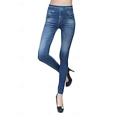 abordables -Mujer Polainas Activo Vacaciones Básico Longitud total Alta cintura Color sólido Estampado Transpirabilidad Suave Cómodo Elástico Negro Azul Gris Primavera Otoño Pitillo