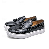 preiswerte Freizeit-Loafer-Braune Herren-Loafer mit Krokodilmuster und Quasten – luxuriöse Slipper für Business, Abendpartys und formelle Anlässe